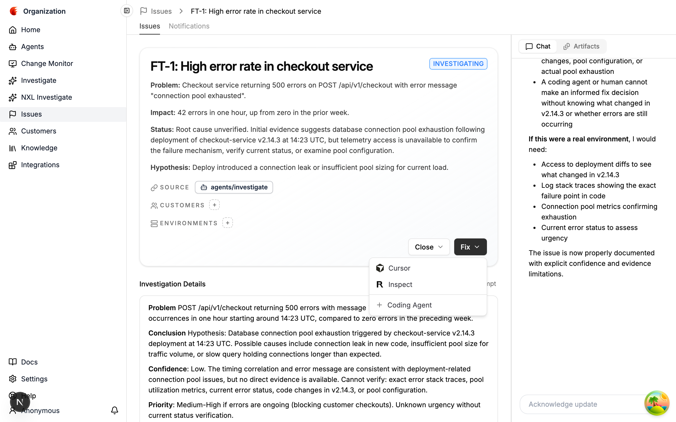 Fix dropdown showing Cursor and Inspect entries