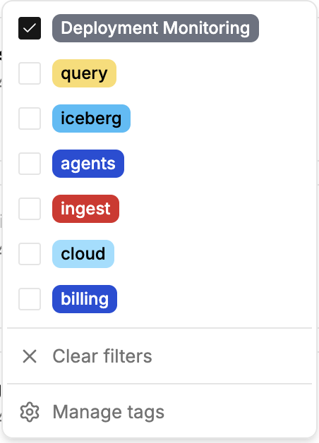Filtering agents by the deployment-monitoring tag
